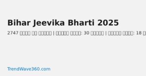 बिहार जीविका भर्ती 2025 – आवेदन की पूरी जानकारी, योग्यता, सिलेक्शन और सैलरी