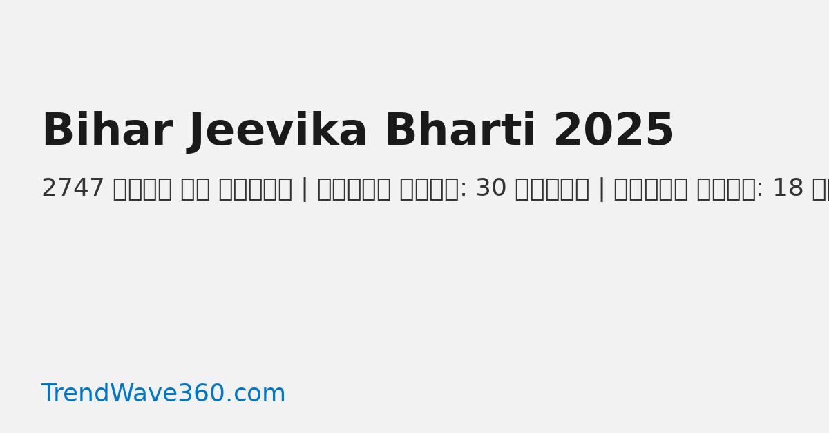 बिहार जीविका भर्ती 2025 – आवेदन की पूरी जानकारी, योग्यता, सिलेक्शन और सैलरी